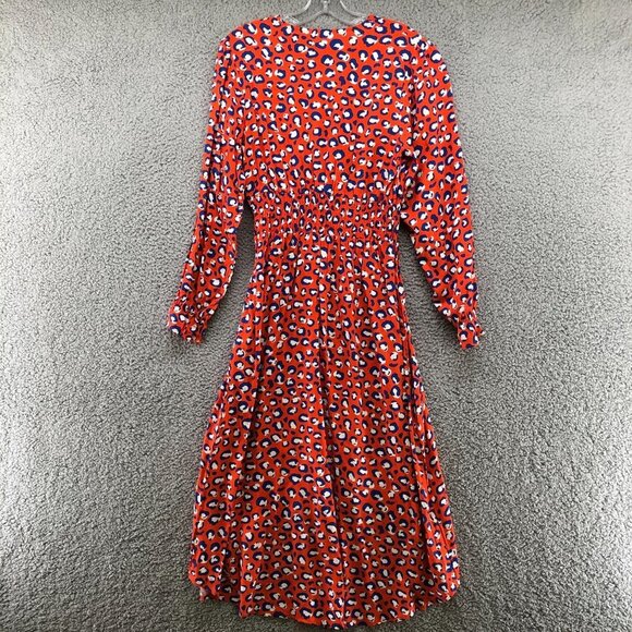 NWT Graceatwood The Drop Long Sleeve Midi Dress Sz S Red Leopard Print V-Neck - Picture 2 of 12